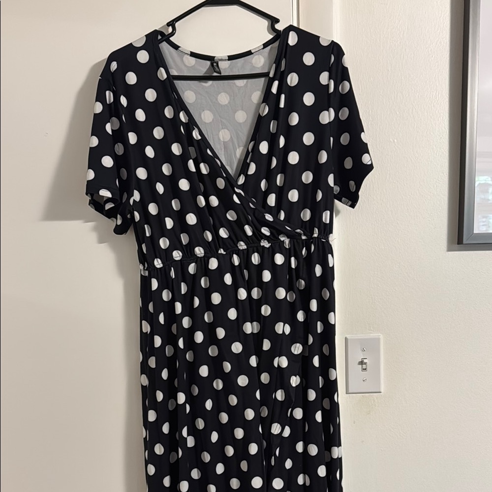 Polka Dot Wrap Dress - Black and White